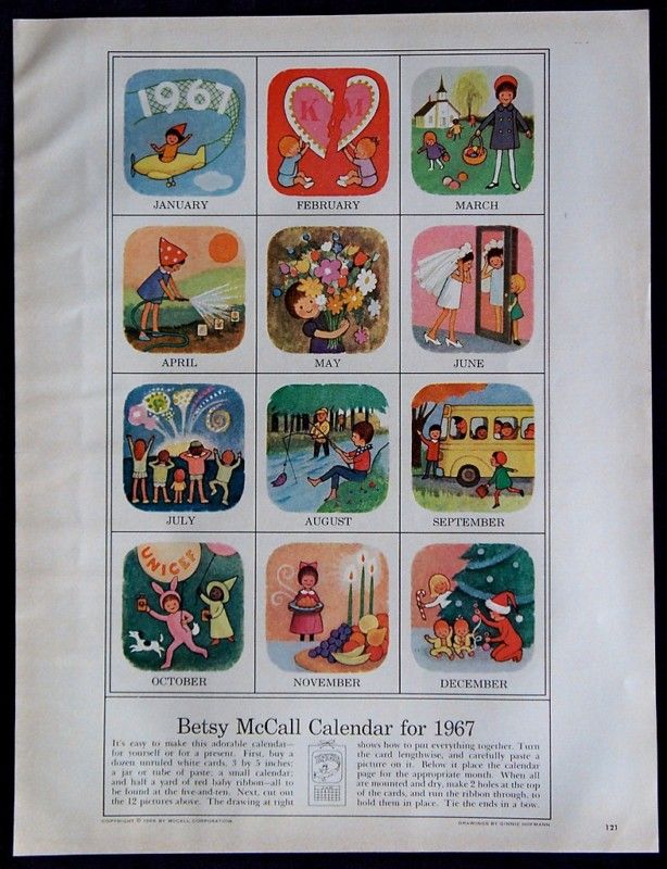 1967 Betsy McCall Calendar Twelve Drawings Magazine Ad  