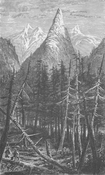 CANADA A view on the North Thompson, antique print, 1890  