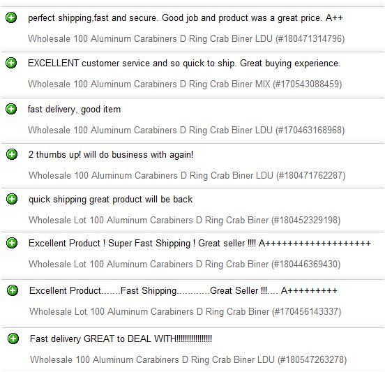   feedbacks that some of our customers have left about our carabiners