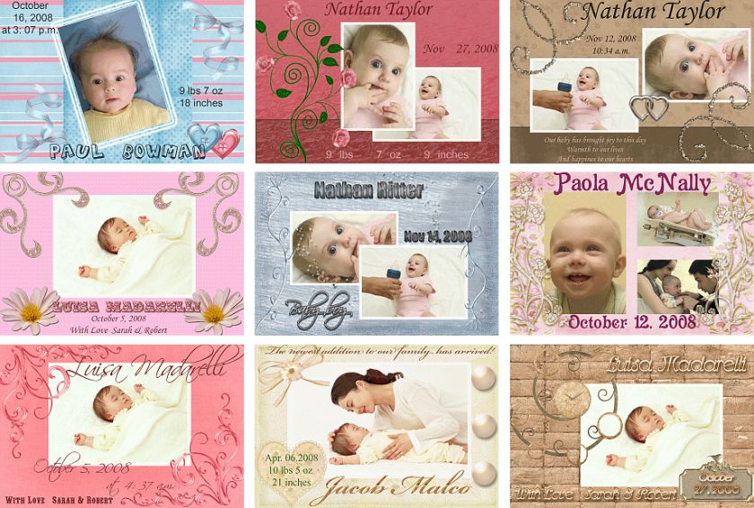 100 BIRTH ANNOUNCEMENTS TEMPLATES PSD PHOTOSHOP on DVD  