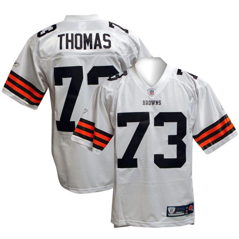 CLEVELAND BROWNS Joe Thomas SEWN RBK White Jersey L  