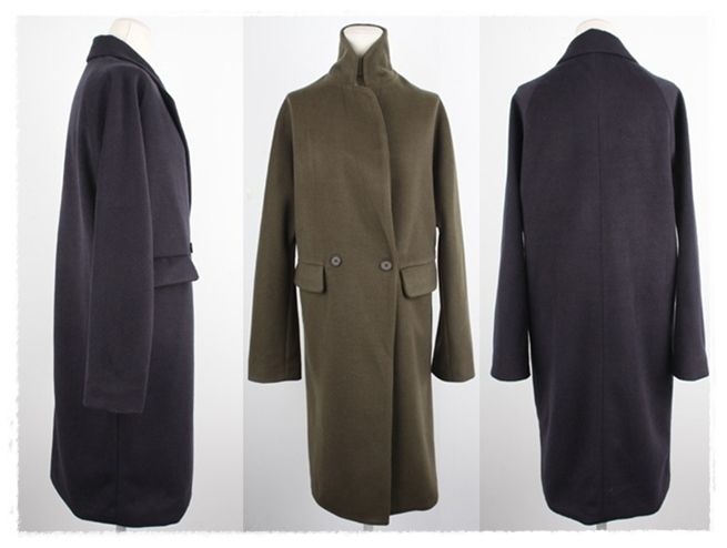 Tailored Wool Long Coats Jackets Womens Clothing   Pocket, Button 