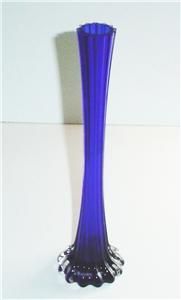 COBALT BLUE VASE LONG STEM ROSES HANDBLOWN ART GLASS  