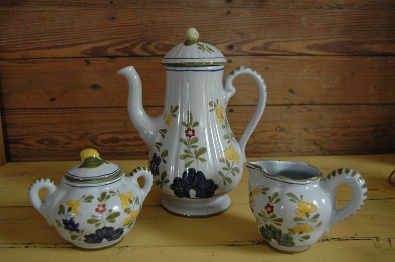 Italy Majolica CANTAGALLI Coffee Tea Pot Sugar Creamer  