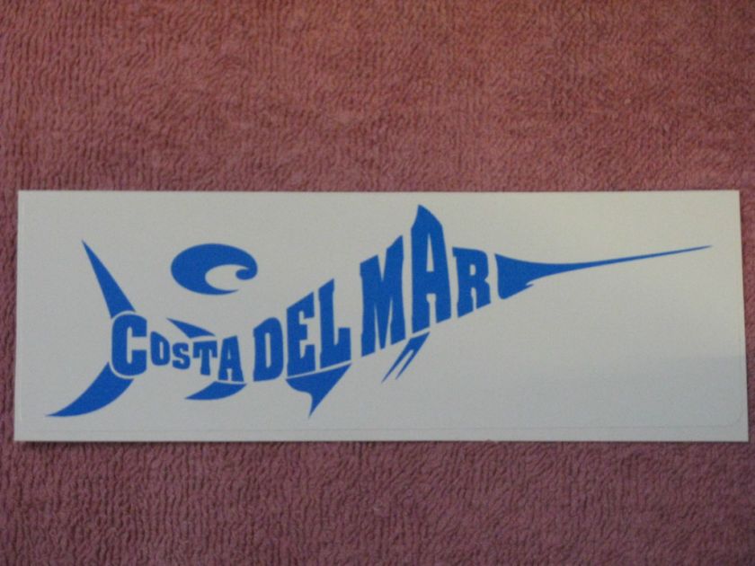 COSTA DEL MAR SUNGLASSES VINYL MARLIN LOGO BLUE ICON 6 x 2 DECAL 