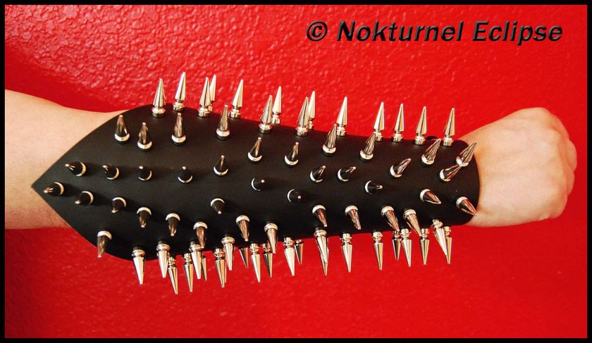 PAIR HUGE Spiked Leather Gauntlets Cuffs w/ 70 Spikes Costume SPORADIC 