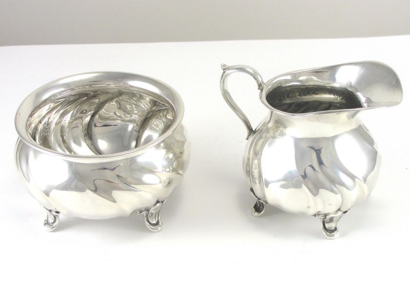   & Sohne Silver Creamer Sugar Bowl Set German Footed 100 mL Creamer