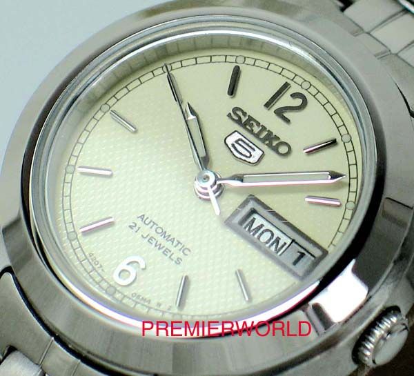 SEIKO LADIES AUTOMATIC BEIGE DIAL STEEL WATCH SYMD97  