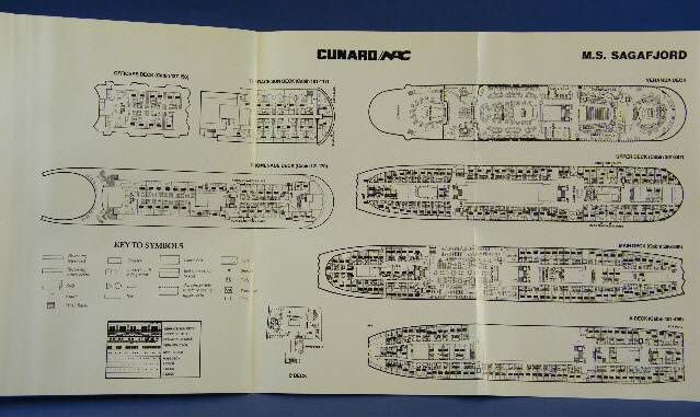 Deck Plan Cunard NAC M.S. SAGAFJORD Cruise Ship  