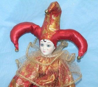 Porcelain 20 Jester Joker Clown Doll  