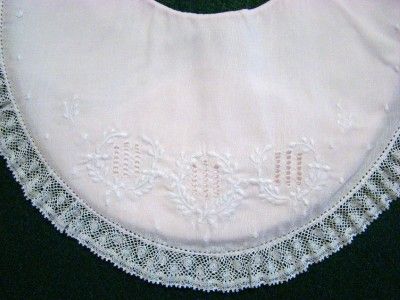 FELTMAN BROTHERS PINK BATISTE BIB W/EMBROIDERY & LACE  