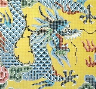 LEE Oriental Imperial Dragon handpainted Large 16x16 Needlepoint 