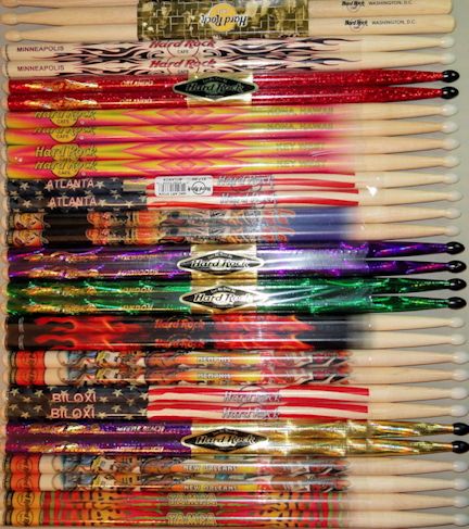 Hard Rock Hotel CHICAGO Drumsticks HRC Art Stick   Pink/Blue/Yellow 