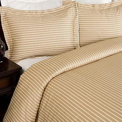 Summer Stripe DUVET COVER SET Beige Taupe Queen 100% Cotton NEW  