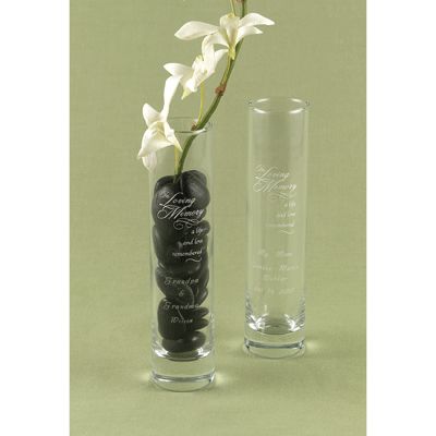 Memorial In Loving Memory Glass Flower Wedding Vase   NIB  