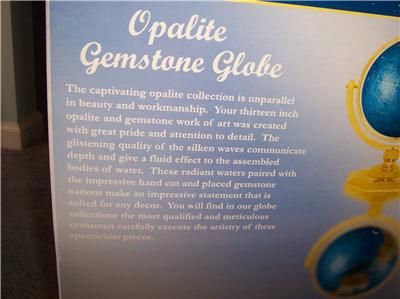   13 LIPIS OPALITE GEMSTONE WORLD BLUE GLOBE /GOLD STAND NEW  