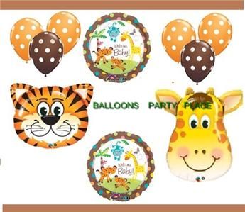 WELCOME BABY SAFARI tiger giraffe elephant balloon decorations 