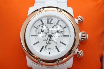 Womens Glam Rock GK1110 White Miami Beach Chronograph Swiss Watch New 