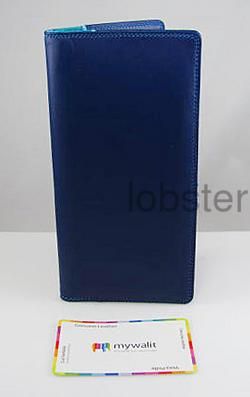 MENS BREAST COAT POCKET LEATHER WALLET MYWALIT PACIFIC BLUES  