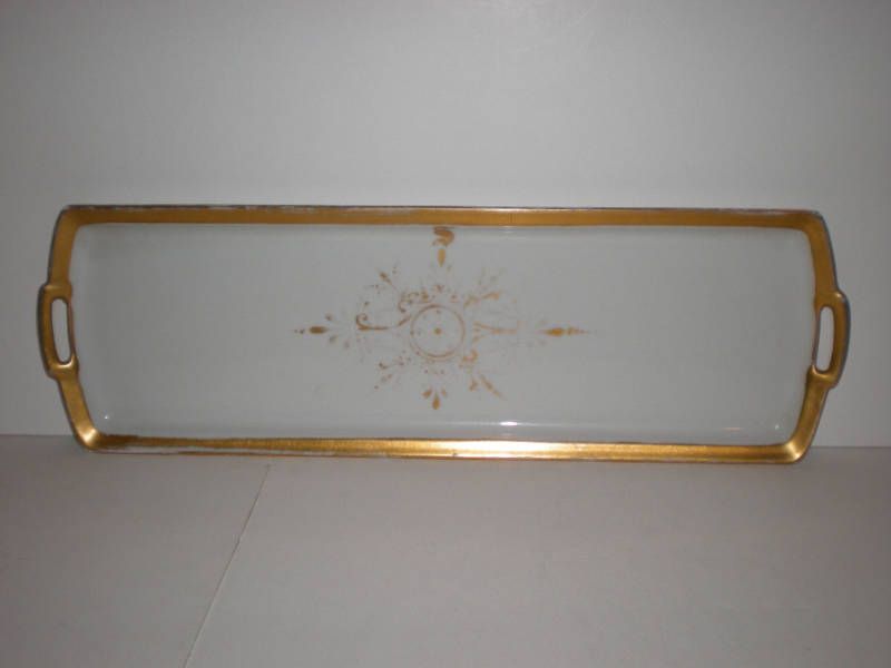 Vtg MZ Austria London Co Gold Trim Dresser Tray Platter  