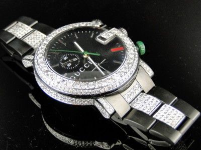   CUSTOM MENS DIAMOND GUCCI YA101331 WATCH 9 CT SIDES AND BAND  