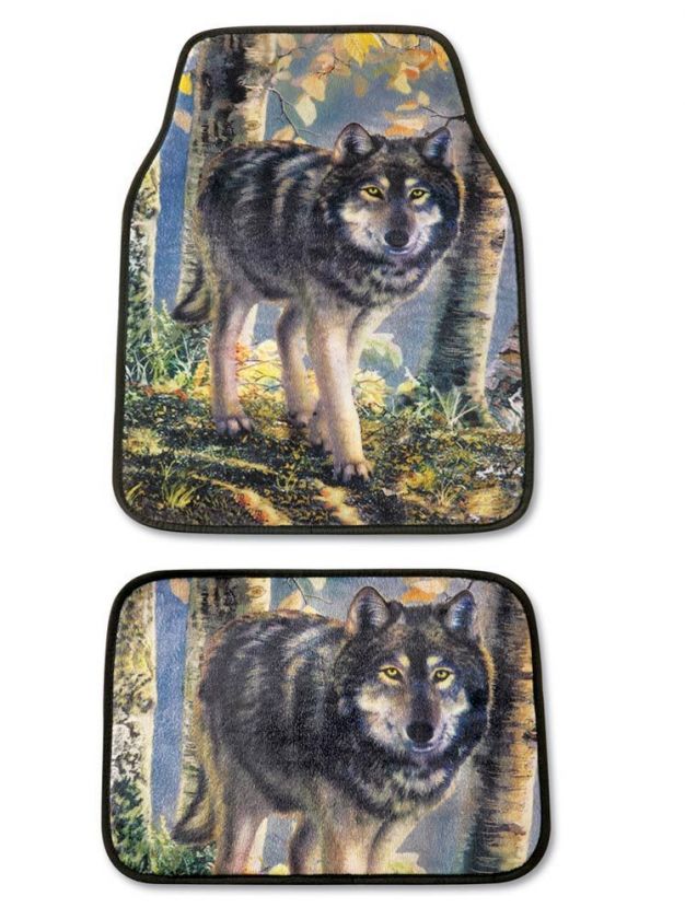 Set of 4 Pc Wild Wolf Car Protector Floor Mat  