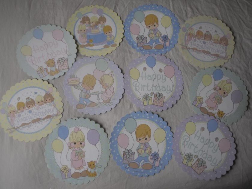 Precious Moments Happy Birthday Party set of 11 round hanging 