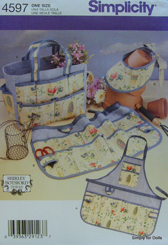   4597 GARDEN ACCESSORIES Tote Apron Visor Hat PATTERN *NEW*  