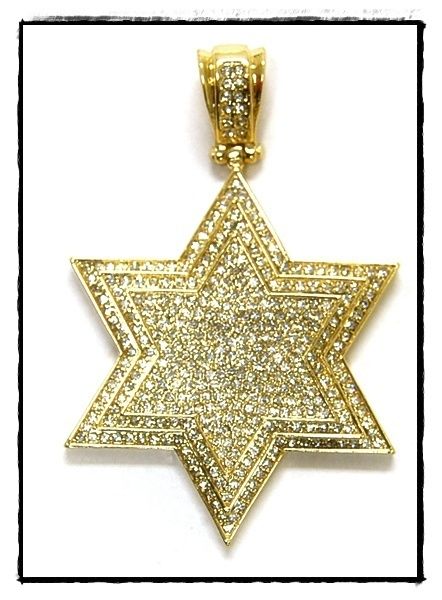 Hip Hop Star of David Pendant 5037G w/necklace 36 4mm wide Franco 