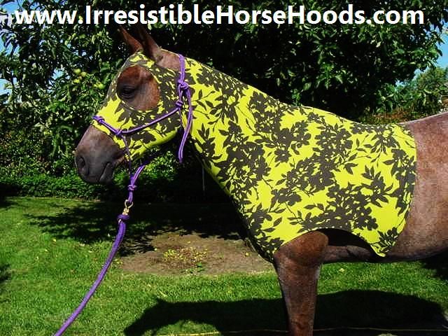 LARGE LIME HORSE HOOD SLINKY, SLEAZY, HOODIE * HEAVY FABRIC * L  