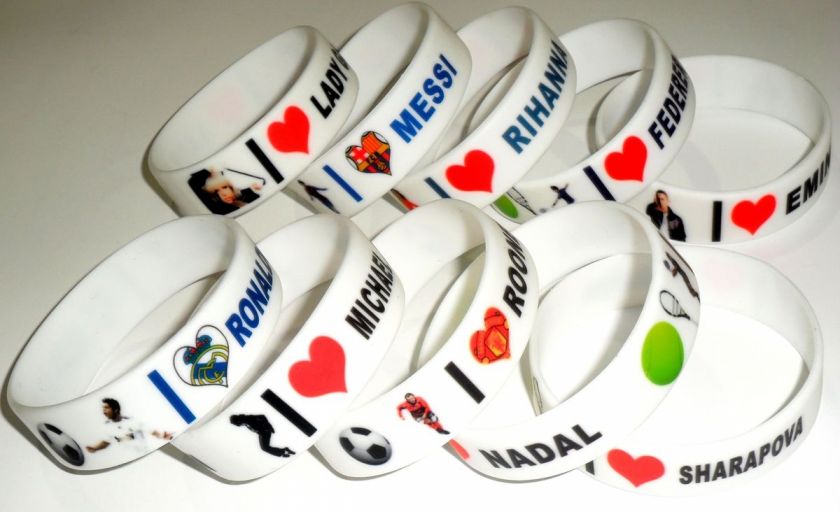 Celebrity Multi Color Silicone Bracelet Fan Love Unisex Printed Rubber 