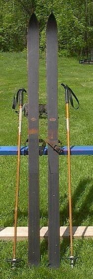 ANTIQUE Wooden Skis 70 Wood Skiis +POLES Ski POINTS  