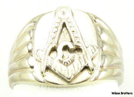 MASONIC Master Mason 14k White Gold NEW Solid Back RING  