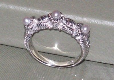 Judith Ripka Sterling Silver Cultured Freshwater Pearl Ring size 9 