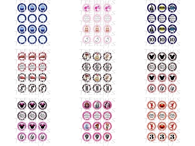 12 2 Cupcake Toppers Gift Tag Images Digital Template Sheet Printable 