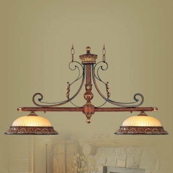 NEW 2 Light Island Pendant Lighting Fixture, Verona Bronze, Rustic Art 