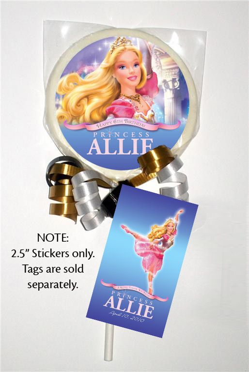 12 BARBIE 12 DANCING PRINCESSES LOLLIPOP STICKERS  