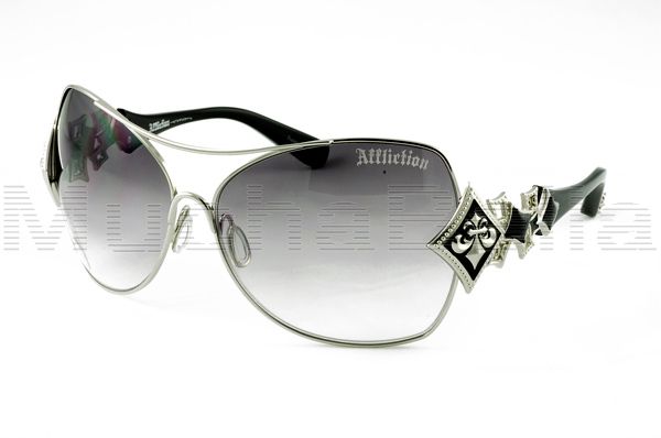 AFFLICTION SUNGLASSES ANGELINA BLACK/SILVER GRADIENT LENS HAUTE STYLE 