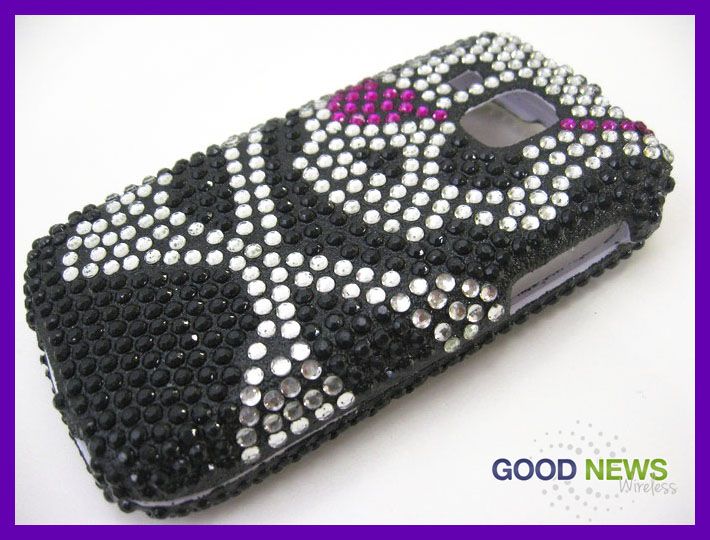 for Boost Mobile Samsung Transform Ultra M930 Skull Bling Hard Case 