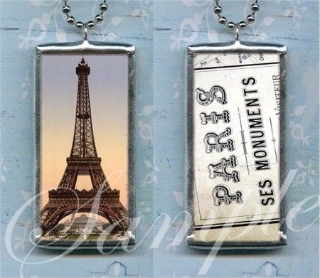 PARIS EIFFEL TOWER~soldered altered PENDANT NECKLACE  