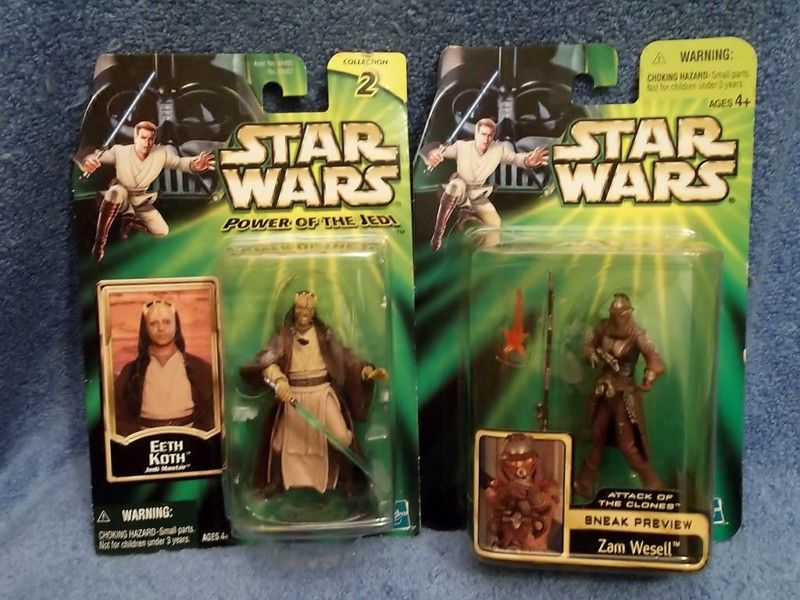 STAR WARS LOT OF 2 NIP ACTION FIGURES EETH KOTH + ZAM WESELL 