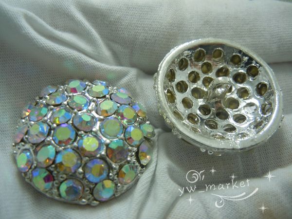 pcs Diamante Rhinestone Silver Buttons (8593)  