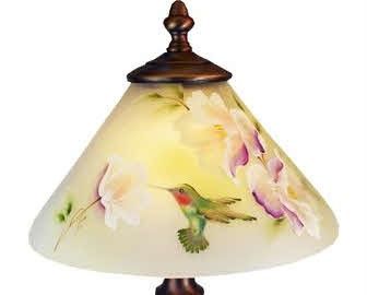 Fenton Reverse Painted Crystal Satin Shade Lamp  