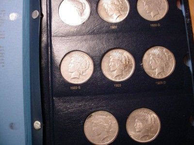 COMPLETE SET OF SILVER PEACE DOLLARS 1921 1935  