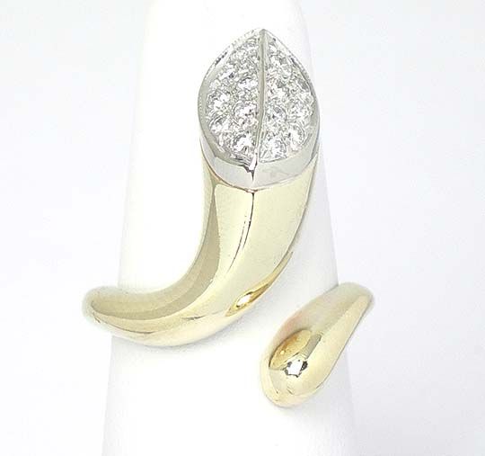 STUNNING VINTAGE 14k TWO TONE GOLD & DIAMOND SNAKE RING  