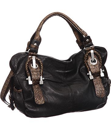 Black Large/Big Mireles Croc Trim Hobo DesignerL&S  