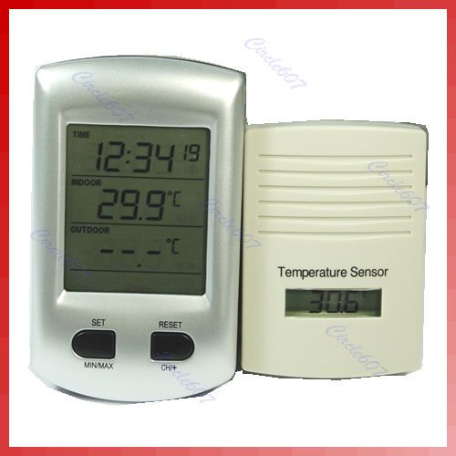 New Digital Clock indoor outdoor Wireless Thermometer  