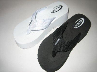 SODA WHITE 2.25 Platform Flip Flops Thongs Wedge Sz  