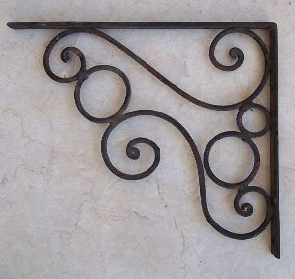 PAIR Rusty Wrought Iron 10 X 12 Door Shelf Brackets  