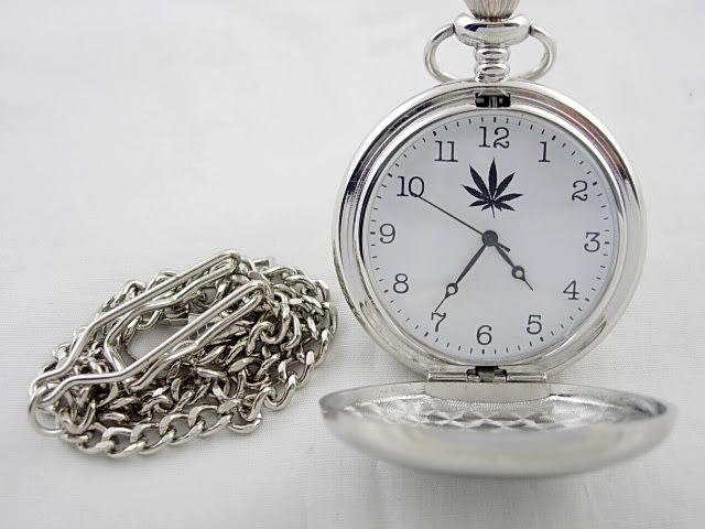 Hemp Marijuana Green Stainless Pocket Watch New C  